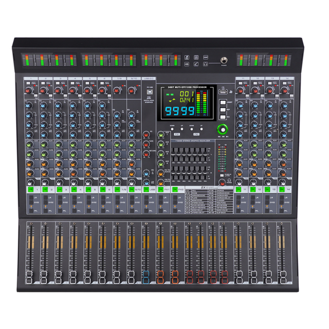 Professional Audio Mixer Console with 10 14 18 22 Channels Built-in BT USB Reverb PAD PFL for Stage Performance & Group