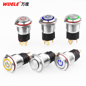 16mm Metall Druckknopf Schalter Ring lampe/Power Symbol Auto taste Ein Aus Schalter 12-220V Moment verriegelung tastensc halter - Product Image 2