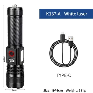국경 간 야외용 IP65 방수 전술 손전등, 500m+ 빔 줌, 측면 조명, 창문 파괴기, 충전식, 350 루멘 - Product Image 5