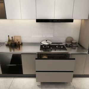 Gabinetes de cocina de lujo de diseño clásico personalizado de fábrica de madera maciza con encimera de piedra de cuarzo - Product Image 3