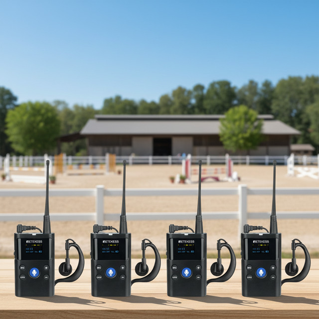 Two Way Communication Intercom Tour Guide System Audio Receivers Equestrian Horse Riding Training Soccer Referees Retekess TT126
