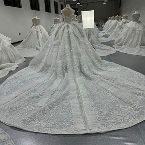Para Jancember MN224, hermoso vestido de novia con hombros descubiertos para mujer, apliques de cristal de encaje hinchado, Vestido largo de novia bordado - Product Image 4
