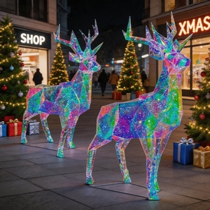 Sculpture de renne lumineuse de Noël, lampes LED RGB, commande par application, étanche IP68, alimentation <span class=keywords><strong>AC</strong></span>, Noël en extérieur - Product Image 1