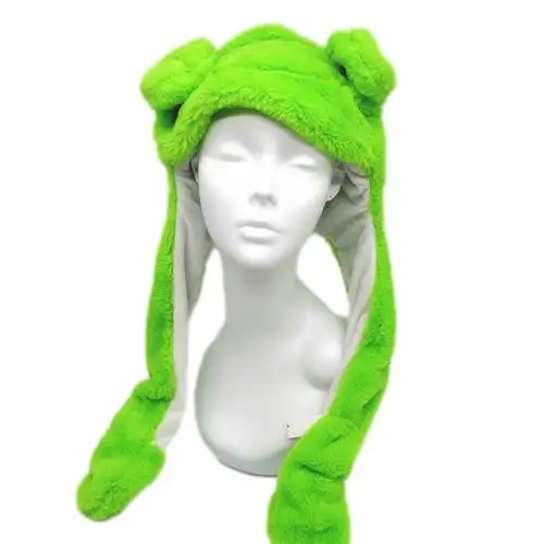 Children Moving Eyes Frog Winter Hat Party Leisure Custom Stuffed Animal Cute Plush Toy