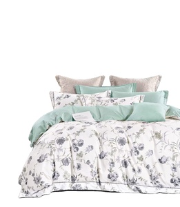 Ensemble de housse de couette QSY, 600 TC coton imprimé de motifs floraux ensemble de housse de couette réversible sur ensemble de literie