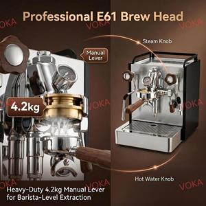 เครื่องชงกาแฟเอสเพรสโซ่ E61 ระดับไฮเอนด์, สแตนเลสสตีลและด้ามจับไม้, เกจวัดคู่, ไอน้ำ/น้ำร้อน, ใช้ได้ทั้งในบ้านและเชิงพาณิชย์ - Product Image 4