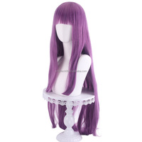 La perruque de cosplay The Main Shengda Tokyo cat Meow Meow Fujiwara Pomegranate est une perruque longue et droite de couleur violette, 100 cm.