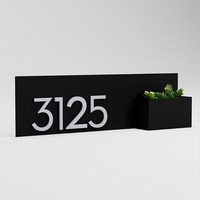 Plaque de numéro de maison en métal avec jardinière murale, chiffres 3D, plaque d'adresse extérieure