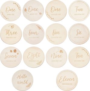 Tarjeta conmemorativa de crecimiento de bebé de madera, álbum de mes, luna llena, días de recién nacido, accesorios de foto para decoración colgante de pared - Product Image 1
