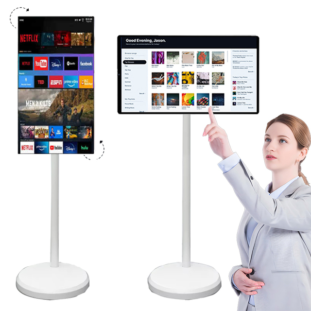 21.5 Inch LED White Portable Smart TV with Android 13 Touch Screen Stand Rollable Monitor for Home Digital Signage
