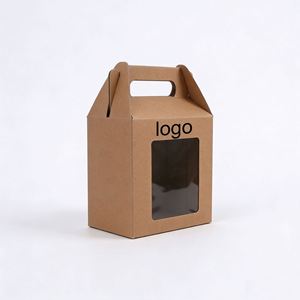 Caja de Regalo de Papel con Tapa Abatible y Diseño Simple de Cuero Vacuno, Bolsa de Regalo Nueva con Ventana, Bolsa de Papel Creativa para Empacar Dulces - Product Image 2