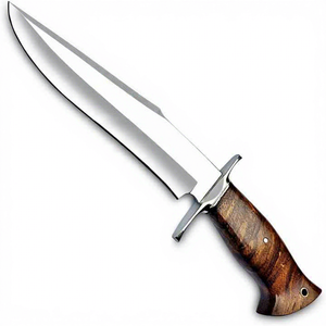 Couteau Bowie artisanal en acier Damas personnalisé pour le camping, la chasse et la survie, avec étui en cuir et manche en bois - Product Image 1