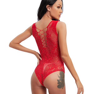 High Quality Women's Sexy Tight Mesh Clothing Fashionable Hollow Out Exposed Belly Hot Drilling Shiny and Fun Mesh Clothing - Product Image 6