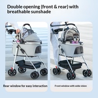 Abnehmbarer Aluminium-Rahmen Haustier-Kinderwagen Konvertierbarer Hunde- und Katzenträger 180° Verstellbarer Tragegriff Reisewagen