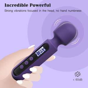 Kit <span class=keywords><strong>Vibrator</strong></span> <span class=keywords><strong>Wand</strong></span> Mainan Seks Dewasa untuk Pasangan dengan 3 Aksesoris untuk Stimulator Klitoris Titik G Glans Stimulator Klitoral Dildo Bergetar dengan LCD - Product Image 2