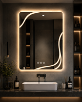 Miroir de maquillage intelligent en aluminium avec éclairage LED, écran tactile, luminosité réglable, trois couleurs d'éclairage, anti-buée pour salon et salle de bain
