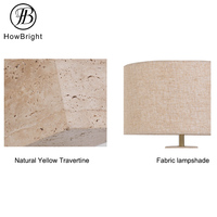 Lampe de chevet Wabi Sabi, nouveau design E27, abat-jour en tissu travertin jaune, pour chambre à coucher, salon