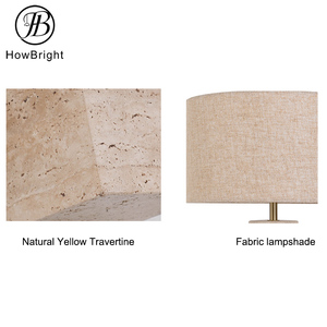 2025 nuovo arrivo E27 <span class=keywords><strong>paralume</strong></span> in tessuto travertino giallo accanto lampada da tavolo per camera da letto soggiorno - Product Image 4