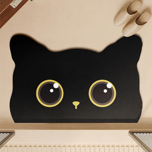 Alfombra de baño con diseño de gato, de fibra de poliéster, absorbente, de secado rápido, antideslizante, rectangular, para entrada de ducha y baño - Product Image 2