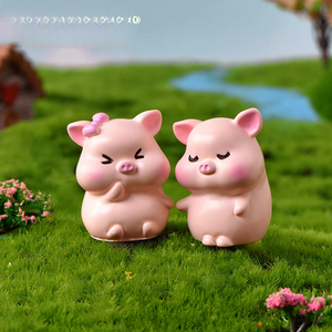 weij Micro-paisaje de musgo suculento, lindo cerdito de dibujos animados, accesorio de decoración para tartas, adornos pequeños DIY para coche y escritorio - Product Image 4