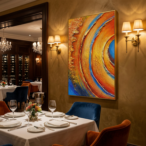 Grande peinture à l'huile abstraite faite à la main, toile texturée, art mural coloré, relief 3D, œuvre d'art moderne pour la décoration du salon - Product Image 5