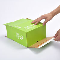 Boîte d'expédition en carton ondulé vert imprimée sur mesure avec bande détachable, emballage recyclable pour l'e-commerce, pour vêtements et cadeaux