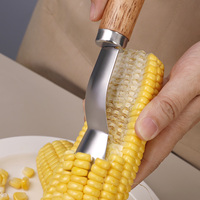 Éplucheur de maïs manuel en acier inoxydable avec manche en bois, outil pour enlever les grains de maïs, décortiqueur de maïs, gadgets de cuisine