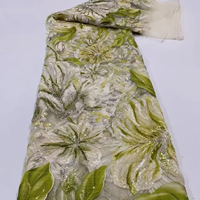 Tissu en dentelle 100 % polyester, maille tissée respirante, écologique, brodé de sequins, poids moyen, articles en stock pour filles