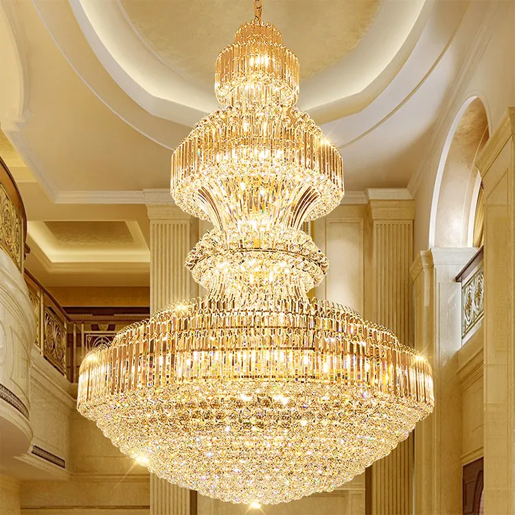 Luxury Design Indoor Decoration Hanging Lighting Gold Color Large LED Chandelier Lamp