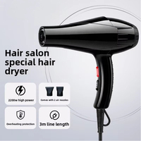 Sèche-cheveux professionnel Euleshi Electric 2200W haute puissance avec lumière bleue, protection contre la surchauffe et 6 réglages de vitesse