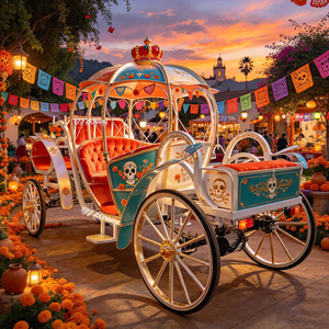 Chariot de Cendrillon en forme de citrouille, double usage, traîné par des chevaux et électrique, pour la décoration commerciale de centres de villégiature, mariages et festivals - Product Image 1