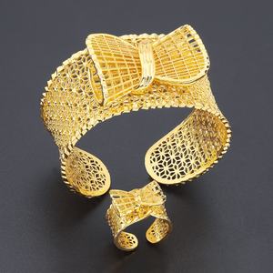 Jxx - Juego de Joyas de Latón Chapado en Oro de 24K de Alta Calidad para Mujer, Nuevo, en Oferta, con Lazo Dorado, para Bodas y Fiestas, Regalo - Product Image 1