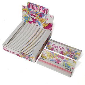 Papier à rouler Alien Puff personnalisé, format king size slim, rose, sans OGM, combustion lente, gomme arabique naturelle, 100% végétarien, papiers premium OEM - Product Image 1