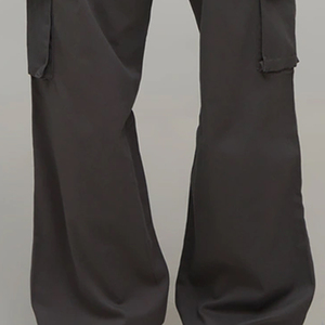 Custom <b>Men</b> Dark Grey Cargo Pants <b>Wide</b> <b>Leg</b> Cotton Loose Fit Multi Pocket Streetwear Casual <b>Trousers</b> - Product Image 5