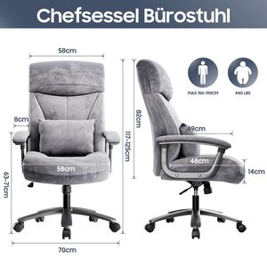 Sedia Direzionale XXL Premium con Comfort Ergonomico Grigio - Product Image 3