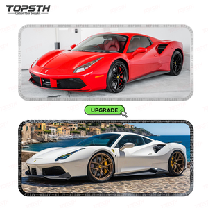 Kit de Carrocería de Fibra de Carbono Runde para Ferrari <span class=keywords><strong>488</strong></span> GTB, Estilo <span class=keywords><strong>Novitec</strong></span>, con Alerón Delantero, Difusor Trasero, Faldones Laterales y Alerón Trasero - Product Image 2