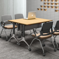 Bureaux pliants mobiles de forme rectangulaire, table combinée pliable, chaise de bureau, d'école, de formation, de salle de classe