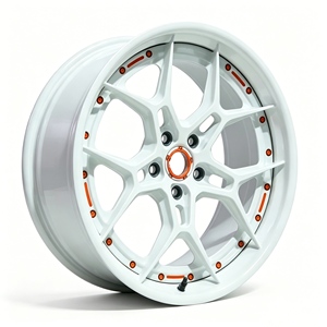 ล้อฟอร์จสีขาวส้มเงาแบบชิ้นเดียว 5x114.3 5x120 5x112 ขอบเว้าลึก สปอร์ต - Product Image 3