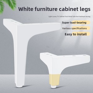 Patas Metálicas Blancas <span class=keywords><strong>de</strong></span> Tres Puntas para Muebles |   Soporte Moderno y Resistente para Sofá, Mueble <span class=keywords><strong>de</strong></span> TV y Mueble <span class=keywords><strong>de</strong></span> Baño |   Patas <span class=keywords><strong>de</strong></span> Fácil Instalación - Product Image 1