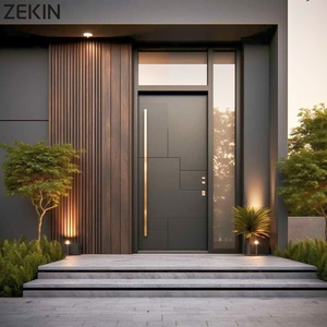 Zekin Modern Design Smart Lock Exterior Pivot Aluminum Alloy Tempered Glass Hurricane Impact Proof Front Entry - Product Image 1