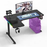 Nouveau bureau d'ordinateur en forme de L lumière RVB bureau PC Table de course bureau de jeu noir Table d'ordinateur de grande taille