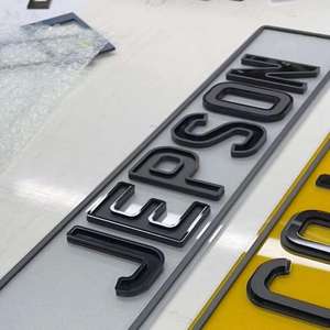 Letras de gel 3D y dígitos acrílicos 4D, matrícula de coche acrílica en blanco del Reino Unido, placa de matrícula acrílica y películas reflectantes amarillas y blancas - Product Image 1
