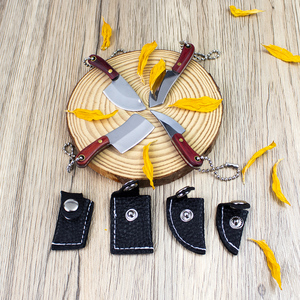Mini Navaja de Bolsillo con Llavero y Funda de Cuero, Pequeños Cuchillos EDC, Abridor de Cajas de Paquetes Express - Product Image 2