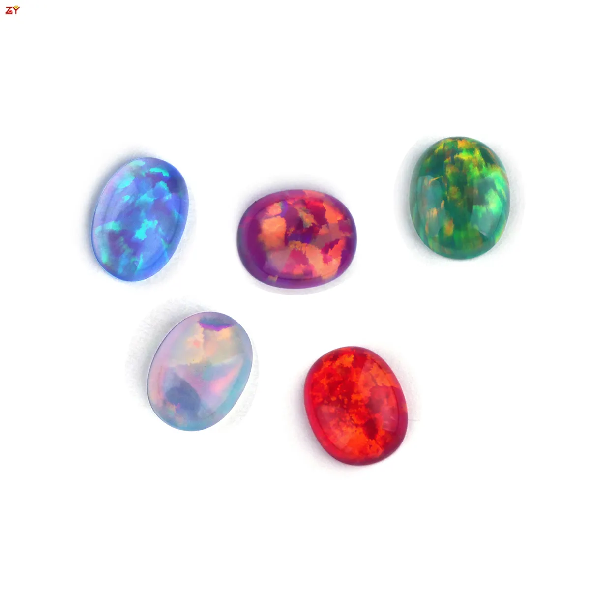 Bijoux transparents colorés bon feu, gelée synthétique opale pierre à dos plat 2mm 8mm pour accessoire de bague gemmes ovales