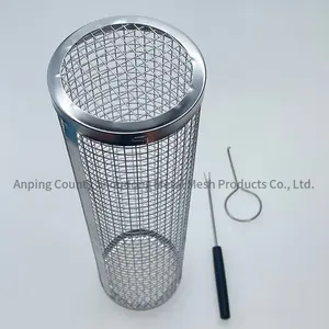 Cylinder Grilling Basket Steel Barbecue Net Vegeta Bbq Mesh