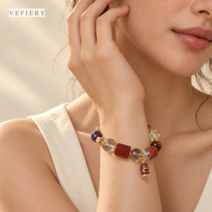 Natural Agate Mixed <b>Crystal</b> Colorful Beaded Stretch <b>Bracelet</b> with Gold Tone Details <b>for</b> <b>Women</b> Custom Jewelry Wholesale - Product Image 2