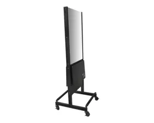 Black Color Hair Salon Equipment Portable Mirror Station With Wheel And Foldable Table Outdoor Mirror Station