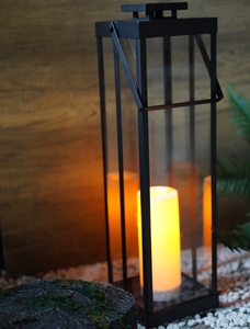 Vente en gros de haute qualité noir verre métal extérieur lanterne solaire lumière LED batterie panneau solaire pour la maison jardin décoration jardin - Product Image 2