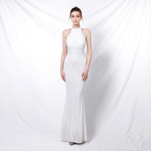 <span class=keywords><strong>Robe</strong></span> de soirée sirène à sequins pour femme, col haut, franges perlées, <span class=keywords><strong>robe</strong></span> de cérémonie pour mariage, bal de promo, fête - Product Image 2