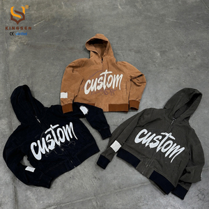 เสื้อฮู้ดซิปผ้าเทอร์รี่คอตตอน 100% พิมพ์ลายสกรีนสไตล์ฮิปฮอปวินเทจทรงโอเวอร์ไซส์ น้ำหนัก 400 กรัม - Product Image 3